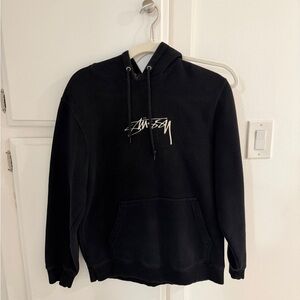 Stussy Stock Logo Applique Hoodie in Black Size S